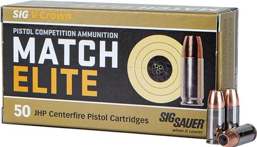 Sig Sauer E9MMA3COMP50 Match Elite Competition 9mm Luger 147 gr Jacketed Hollow Point (JHP) 50 Bx/ 20 Cs