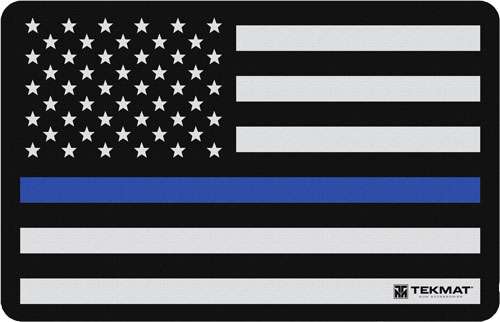 TekMat Original Cleaning Mat Police Support Blue Line Flag 11"x17"  Black