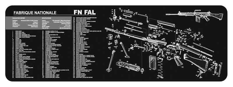 TekMat Original Cleaning Mat FN-FAL Parts Diagram 12"x36" Black