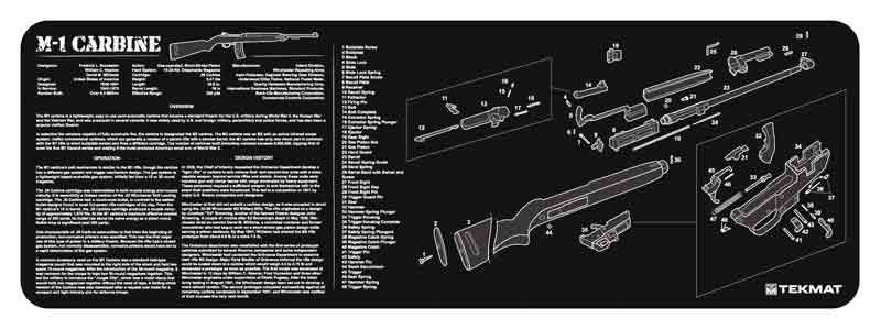 TekMat Original Cleaning Mat M1 Carbine Parts Diagram 12" x 36" Black