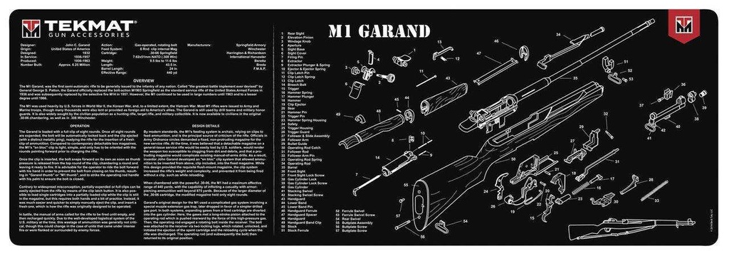 TekMat Original Cleaning Mat M1 Grand Parts Diagram 36" x 12" Black