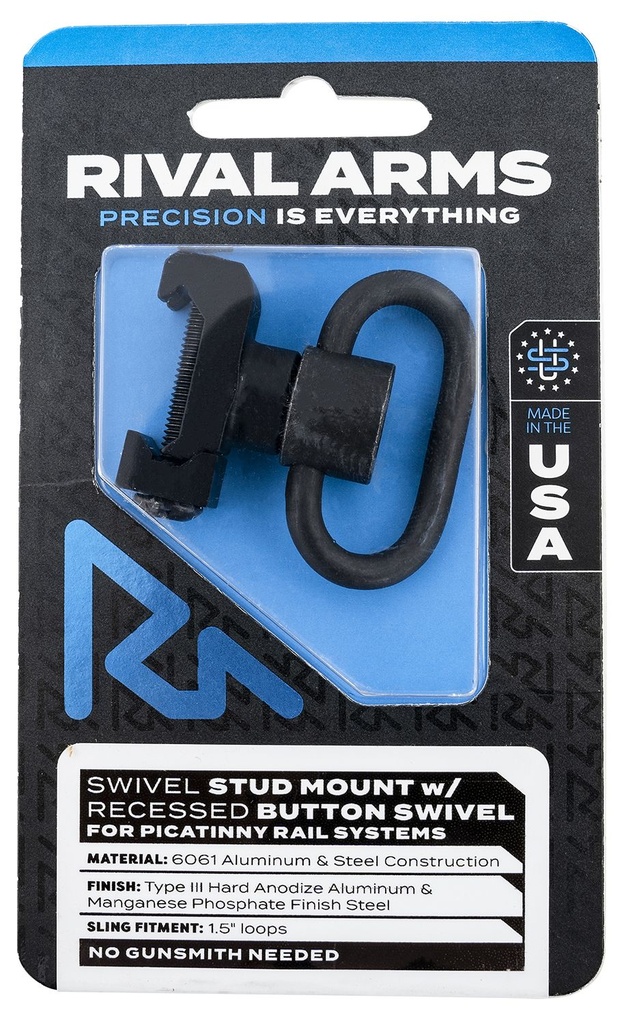 Rival Arms Picatinny Push Button QD Sling Swivel Stud Mount Black