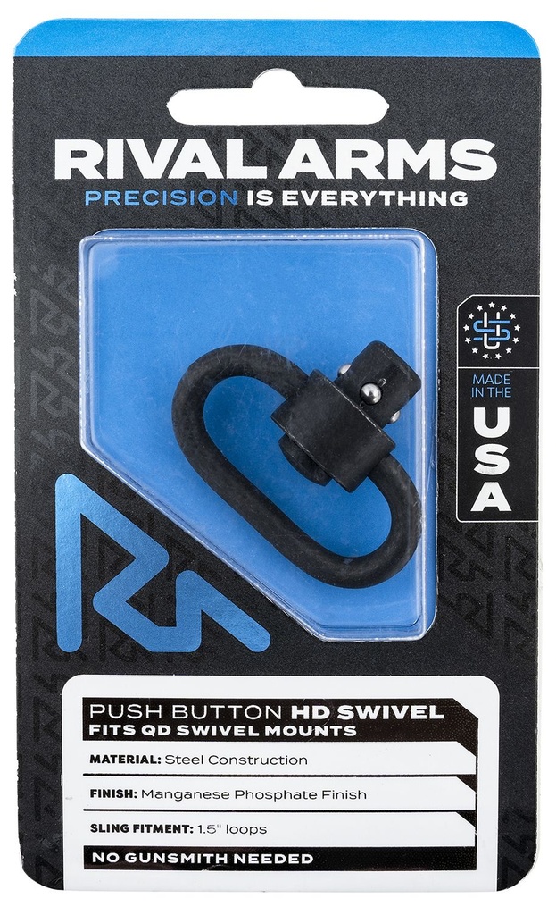 Rival Arms Push Button HD QD Sling Swivel Loop 1.5" Steel Black