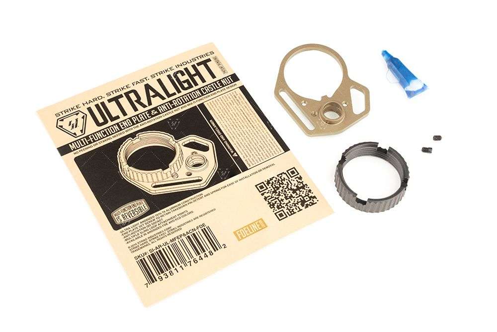 Strike Ultralight FDE End Plate and Anti-Rotation Castle Nut Black