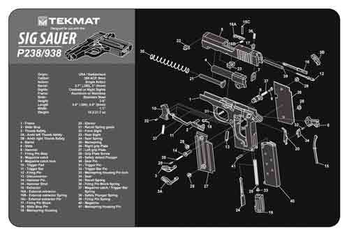 TekMat Sig P238 Pistol Mat 11" x 17" Black