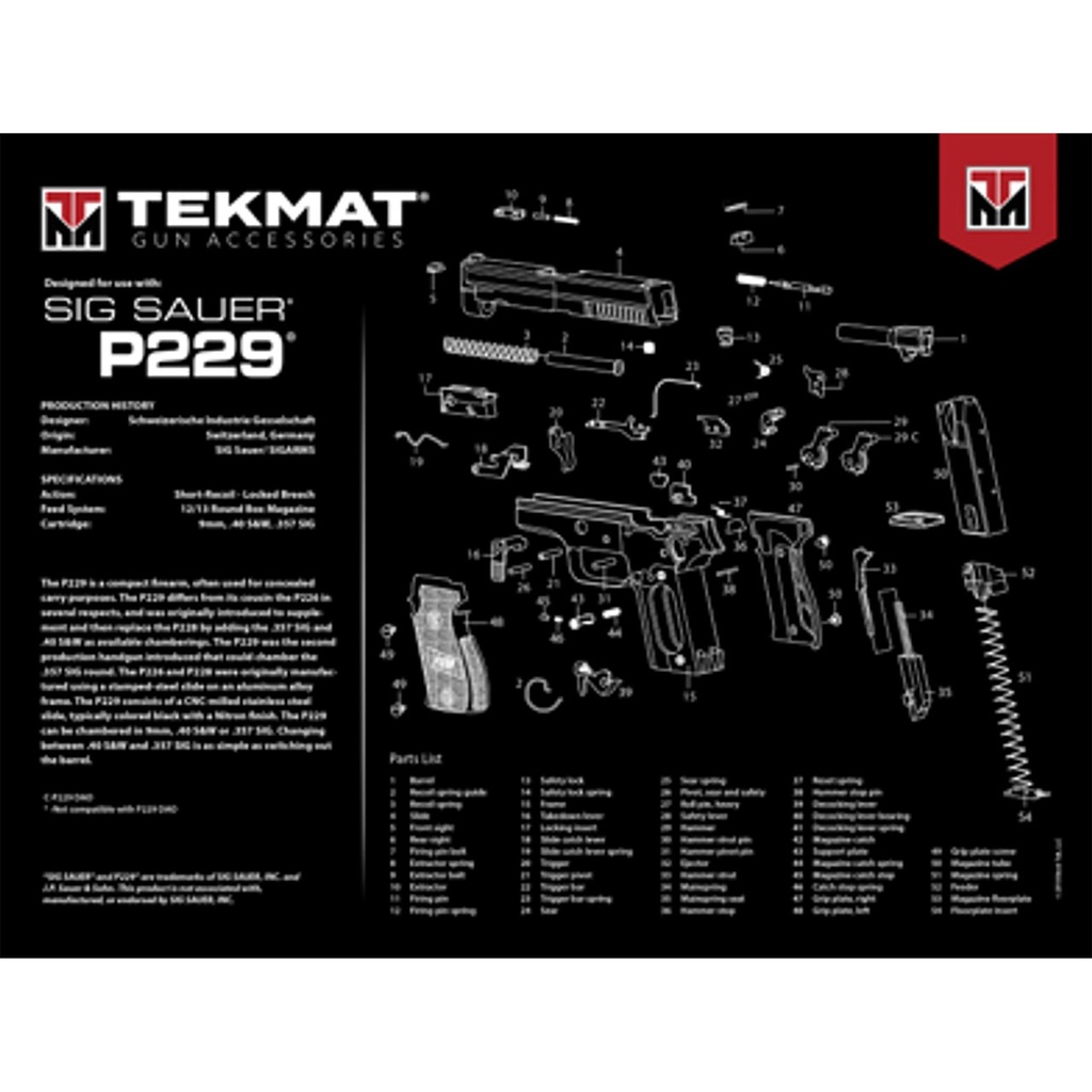 TekMat Ultra Gun Cleaning Mat SIG Sauer P229 15"x20" Black