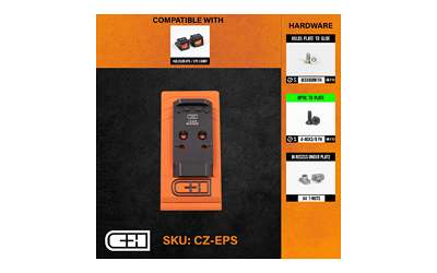 C&H Precision V4 Optic Mounting Plate CZ P-10 Holosun EPS/EPS Carry, Black