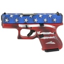 Glock 26 Gen5 9MM 3.43" 10Rds 3 Mags Red/White/Blue Battle Worn Flag