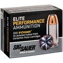 Sig Sauer E10MM120 Elite V-Crown 10mm Auto 180 gr Jacketed Hollow Point (JHP) 20 Bx/ 10 Cs